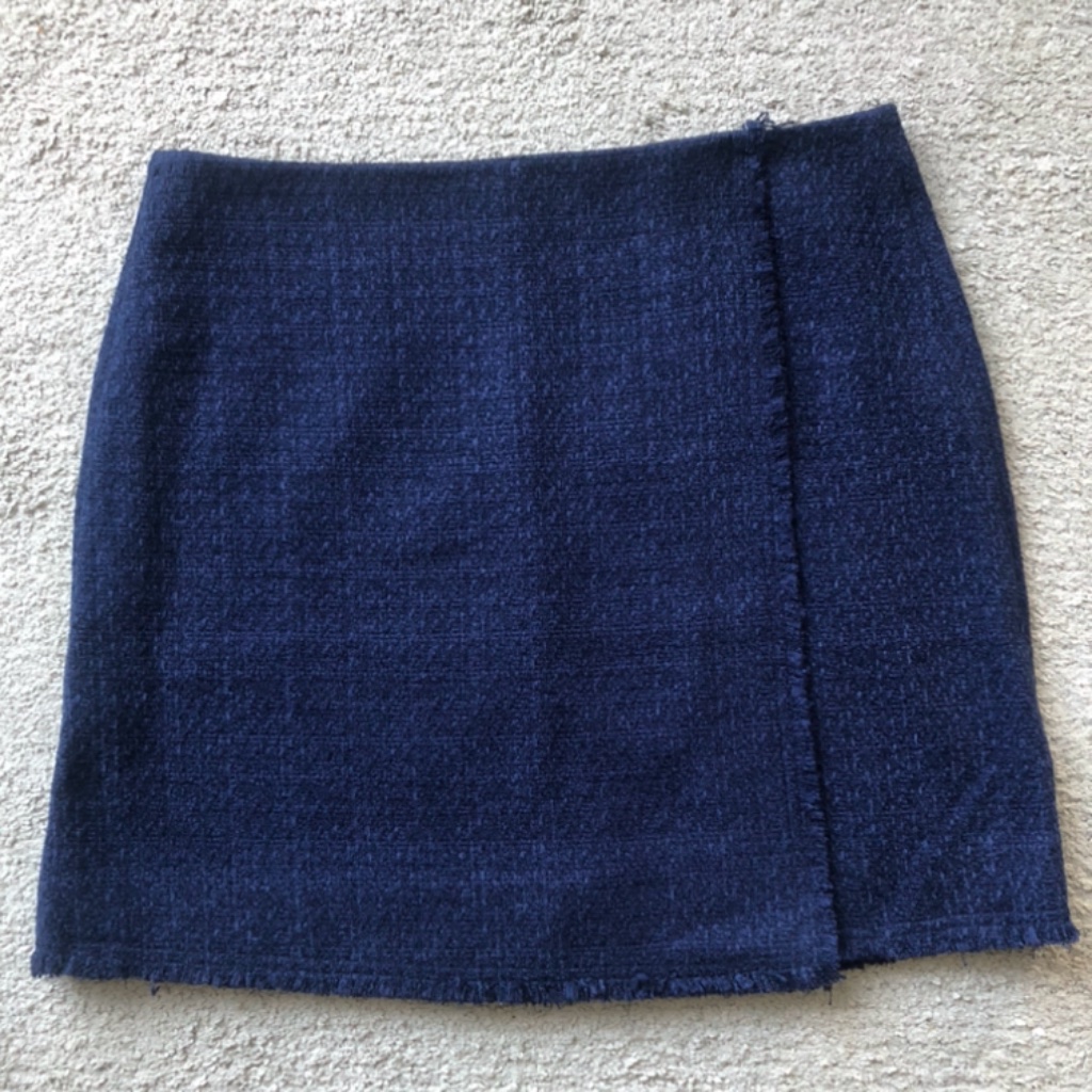 Rw&Co. Navy Blue Tweed Mini Skirt